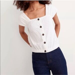 Madewell Crinkle-Knit Button-Front Top- Small